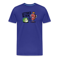 Load image into Gallery viewer, Lettuce Be Real Meat Rules Carnivore T-Shirt in true royal blue color, unisex design, short sleeve.
