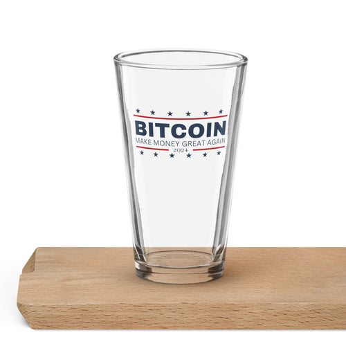 Make Money Great Again 2024 Bitcoin Pint Glass-fomo21