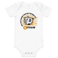 Load image into Gallery viewer, My Dad Saves For My Future In Bitcoin (Piggy Bank) Infant One Piece-Infant One Piece-fomo21
