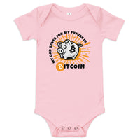 Load image into Gallery viewer, My Dad Saves For My Future In Bitcoin (Piggy Bank) Infant One Piece-Infant One Piece-fomo21
