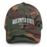 Load image into Gallery viewer, Nakamoto State Est. 2009 (White Embroidery) Bitcoin Dad Hat-fomo21
