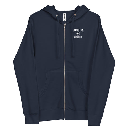 Nakamoto State University Bitcoin Zip-up Hoodie Sweatshirt-fomo21