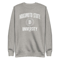 Load image into Gallery viewer, Nakamoto State University (White) Bitcoin Crewneck Sweatshirt-fomo21

