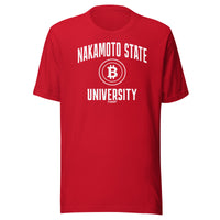 Load image into Gallery viewer, Nakamoto State University (White) Bitcoin T-Shirt-T-Shirt-fomo21
