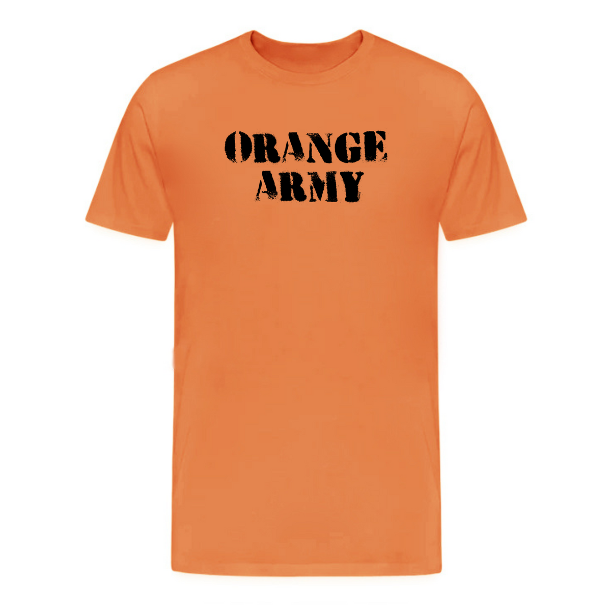 Orange Army Bitcoin T-Shirt in burnt orange with bold stencil text