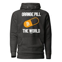 Load image into Gallery viewer, Orange Pill The World Bitcoin Hoodie Sweatshirt-Pullover Hoodie Sweatshirt-fomo21
