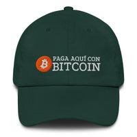 Load image into Gallery viewer, Paga Aquí Con Bitcoin (Letras Blancas) Español Dad Hat-fomo21
