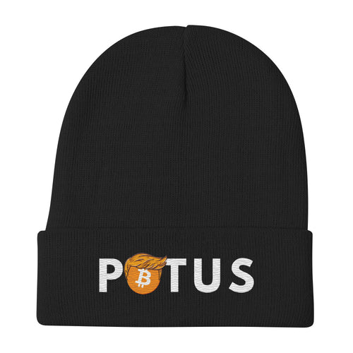 President Donald Trump 2024 Bitcoin POTUS Embroidered Beanie-fomo21