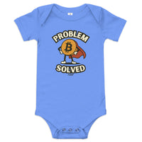 Load image into Gallery viewer, Problem Solved Bitcoin Superhero Infant One Piece-Infant One Piece-fomo21
