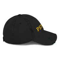 Load image into Gallery viewer, Psycho (Gold Embroidery) Bitcoin Distressed Dad Hat-Dad Hat-fomo21
