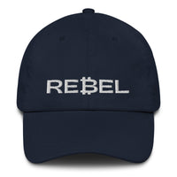 Load image into Gallery viewer, Rebel Bitcoin B (White Embroidery) Dad Hat-Dad Hat-fomo21
