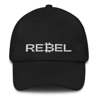 Load image into Gallery viewer, Rebel Bitcoin B (White Embroidery) Dad Hat-Dad Hat-fomo21
