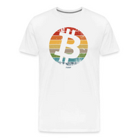Load image into Gallery viewer, Retro Bitcoin T-Shirt in White with vintage Bitcoin logo design
