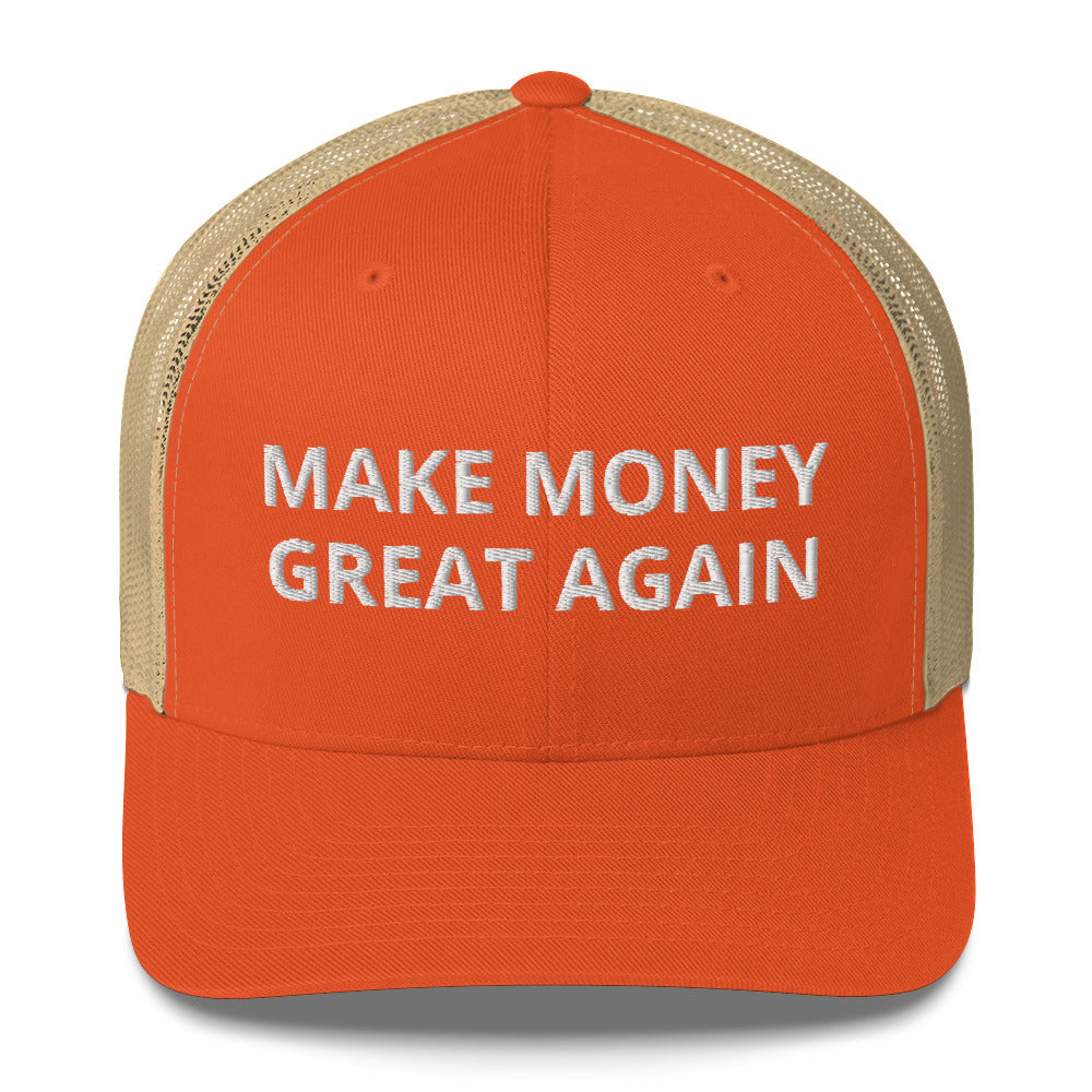 Make Money Great Again Orange Bitcoin Trucker Hat | fomo21