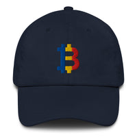 Load image into Gallery viewer, Romanian Flag Bitcoin B Dad Hat-fomo21

