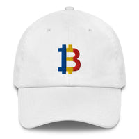 Load image into Gallery viewer, Romanian Flag Bitcoin B Dad Hat-fomo21
