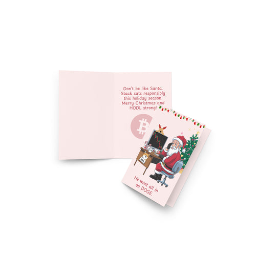 Santa Got Rekt Bitcoin Christmas Greeting Card-fomo21