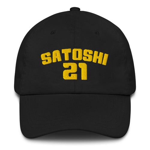 Satoshi 21 (Gold Embroidery) Bitcoin Dad Hat-fomo21