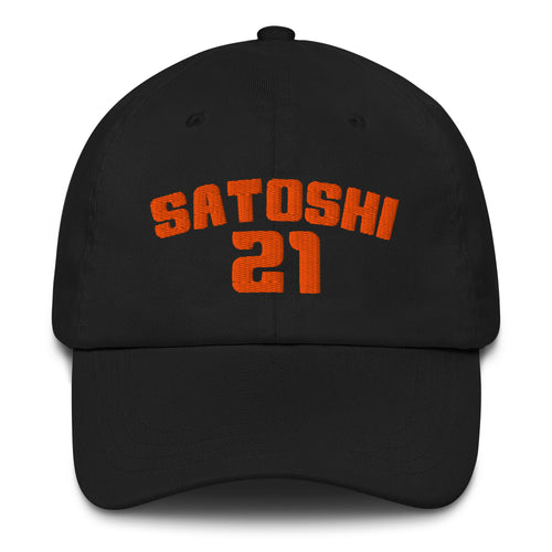 Satoshi 21 (Orange Embroidery) Bitcoin Dad Hat-fomo21