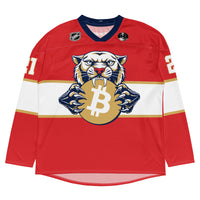 Load image into Gallery viewer, Satoshi 21 Panther Bitcoin Hockey Jersey-fomo21
