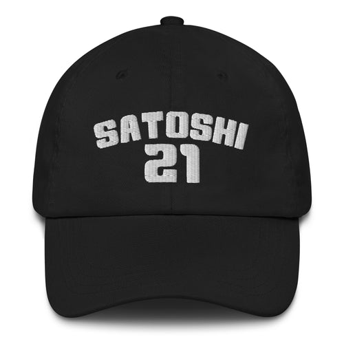 Satoshi 21 (White Embroidery) Bitcoin Dad Hat-fomo21