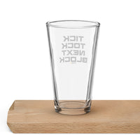 Load image into Gallery viewer, Tick Tock Next Block Bitcoin Pint Glass - fomo21
