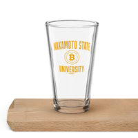 Load image into Gallery viewer, Nakamoto State University Bitcoin Pint Glass - fomo21
