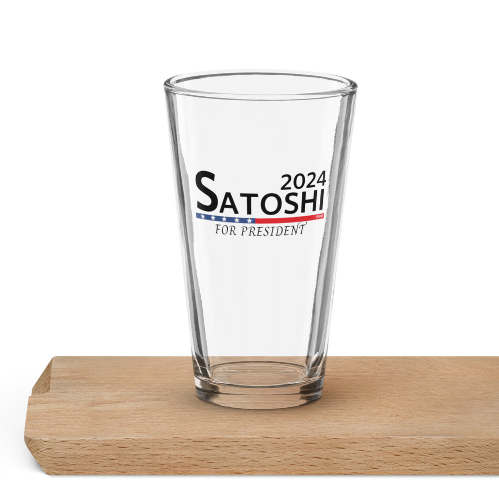 Satoshi For President 2024 Bitcoin Pint Glass - fomo21