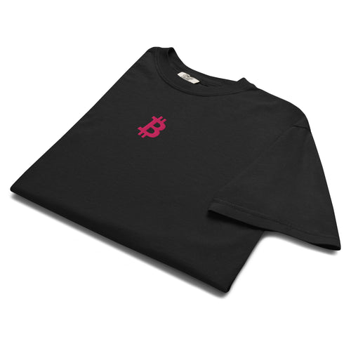 Simple B Bitcoin Pink Embroidered T-Shirt-fomo21