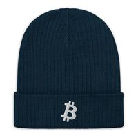 Load image into Gallery viewer, Simple B Bitcoin Ribbed Knit Embroidered Beanie-fomo21
