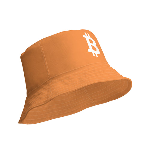 Simple B Orange Bitcoin Reversible Bucket Hat-fomo21