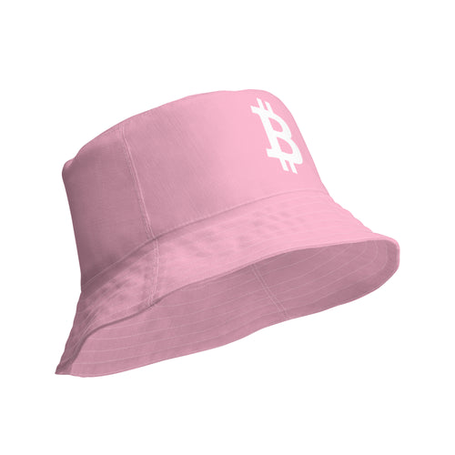 Simple B Pink Bitcoin Reversible Bucket Hat-fomo21