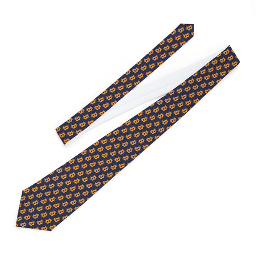 Simple Gold Bitcoin B Navy Necktie-fomo21