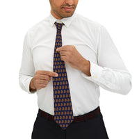 Load image into Gallery viewer, Simple gold Bitcoin B navy necktie worn with a white dress shirt
