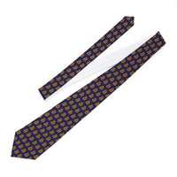 Load image into Gallery viewer, Simple gold Bitcoin B navy necktie laid flat horizontally

