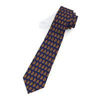 Load image into Gallery viewer, Simple gold Bitcoin B navy necktie displayed vertically
