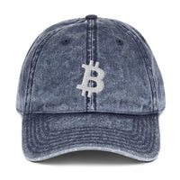 Load image into Gallery viewer, Simply Bitcoin White Embroidery Vintage Hat-Vintage Hat-fomo21
