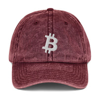 Load image into Gallery viewer, Simply Bitcoin White Embroidery Vintage Hat-Vintage Hat-fomo21
