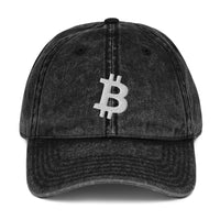 Load image into Gallery viewer, Simply Bitcoin White Embroidery Vintage Hat-Vintage Hat-fomo21
