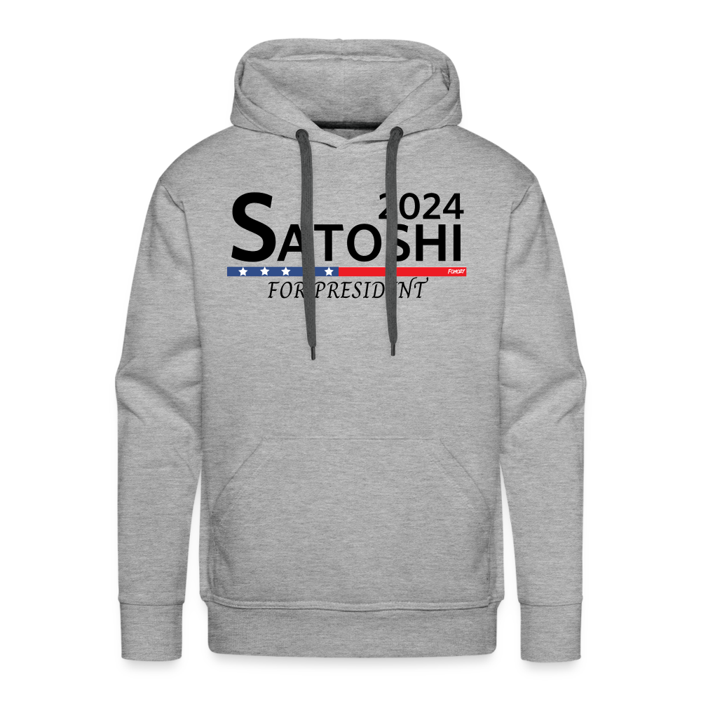 Satoshi For President 2024 (Black Lettering) Bitcoin Hoodie Sweatshirt - heather grey