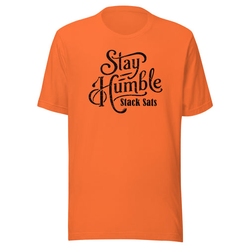 Stay Humble Stack Sats Vintage Script Bitcoin T-Shirt-fomo21
