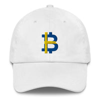 Load image into Gallery viewer, Swedish Flag Bitcoin B Dad Hat-Dad Hat-fomo21
