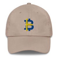 Load image into Gallery viewer, Swedish Flag Bitcoin B Dad Hat-Dad Hat-fomo21
