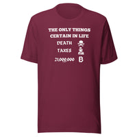 Load image into Gallery viewer, The Only Things Certain In Life Bitcoin T-Shirt-fomo21
