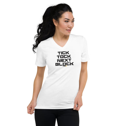 Tick Tock Next Block Bitcoin Women's V-Neck T-Shirt-fomo21