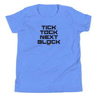 Load image into Gallery viewer, Tick Tock Next Block Bitcoin Youth T-Shirt-Youth T-Shirt-fomo21
