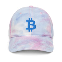 Load image into Gallery viewer, Bitcoin B (Blue Embroidery) Tie Dye Hat - fomo21
