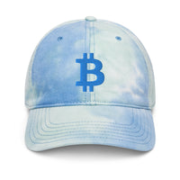 Load image into Gallery viewer, Bitcoin B (Blue Embroidery) Tie Dye Hat - fomo21
