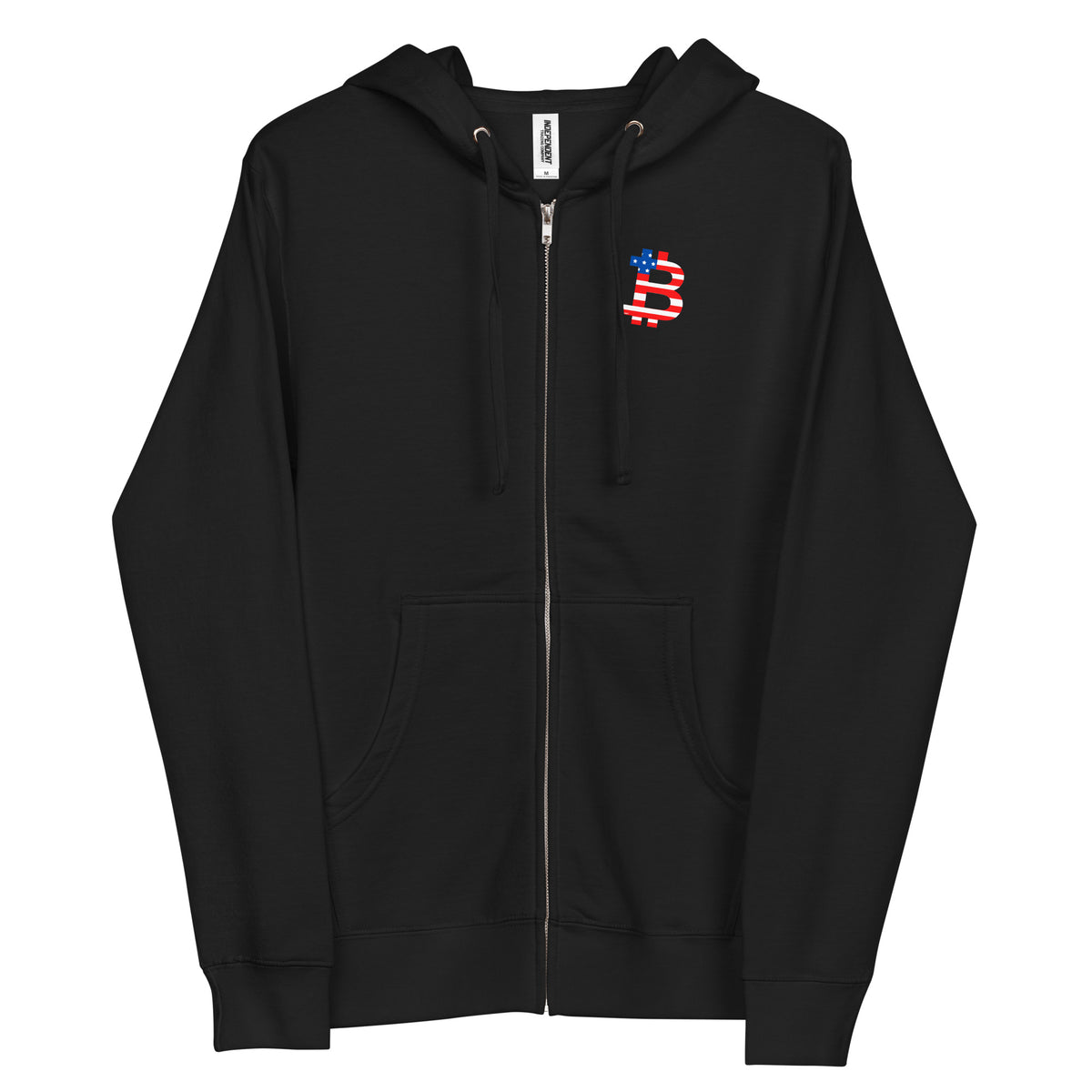 American Flag Bitcoin B Zip-up Hoodie Sweatshirt - fomo21