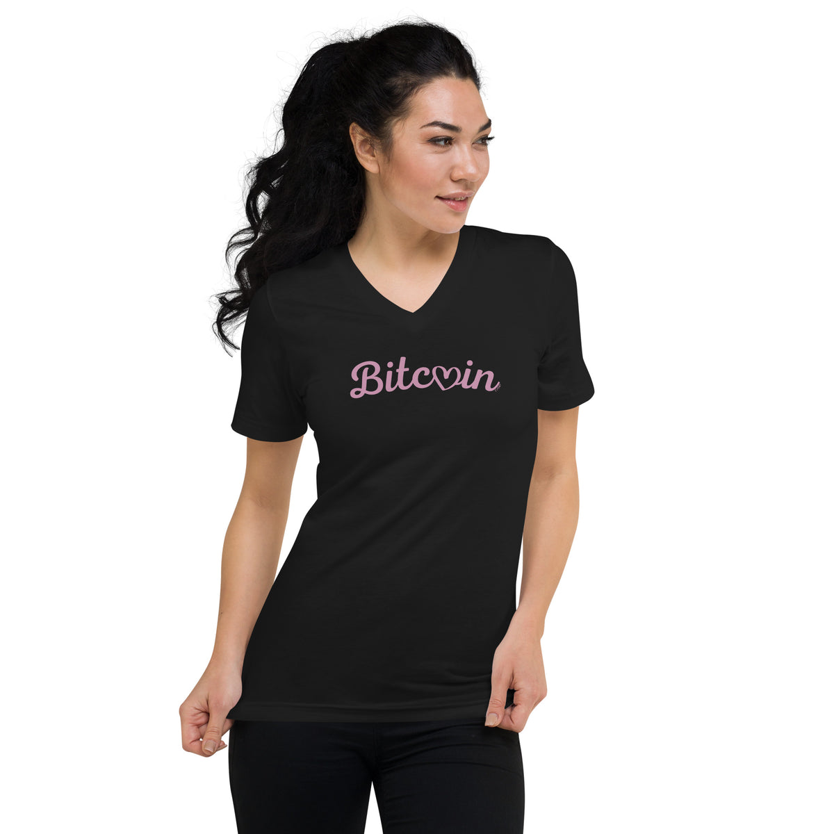Bitcoin Heart Women's V-Neck T-Shirt - fomo21